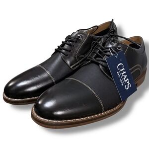 NIB CHAPS Mens Black Cap Toe Oxford Dress Shoes Lace Up Sz 13